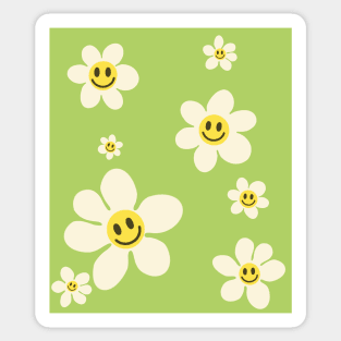 pattern flower emoji happy green yellow Sticker